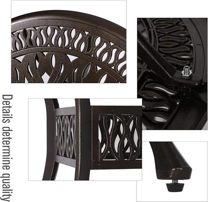 YUSING 5 Piece Patio Bistro Set，Cast Aluminum Antique Copper Outdoor Furniture Round Bar Height Dining Table and Swivel Chairs for Garden, Porch (4 Chair+35" Table)