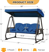 3 in 1 Outdoor Porch Swing with Adjustable Canopy, 3 Seat Outdoor Swing for Adults - Photo 8