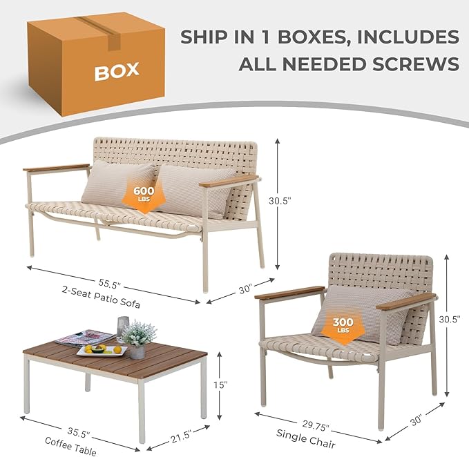 Grand patio 4-Piece Oversized Aluminum Patio Furniture Set - Photo 2