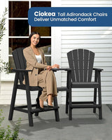 Ciokea Tall Adirondack Chairs Set of 4, HDPE Outdoor Adirondack Bar Stools with Double Connecting Tray - Photo 2