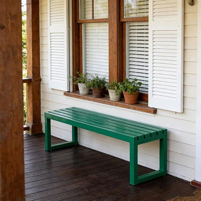 Heavy Duty Outdoor Patio Bench, Metal Garden Benches Weatherproof Park Bench 3.3ft 3.9ft 4.9ft 5.9ft 2-Person Seat Backless Porch Seating Multifunctional Slat Furniture Chair(Blue,3.3ft)