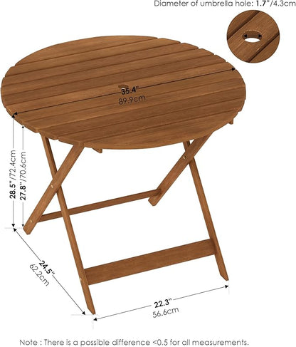 Furinno FG19018F Tioman Outdoor Hardwood Nation Round Dining Table, Natural