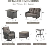 Belord Patio Furniture Set with Fire Pit Table, 8 Piece Wicker Outdoor Furniture Set - Photo 2