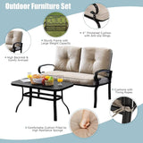 RELAX4LIFE Patio Loveseat with Coffee Table - 2-Piece Patio Conversation Sofa Set w/Backrest & Cushions - Photo 7