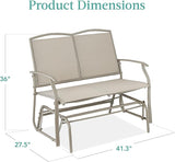 Best Choice Products 2-Person Outdoor Patio Swing Glider Steel Bench Loveseat Rocker for Deck, Porch w/Textilene Fabric - Photo 3