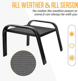 Outddor Patio Ottoman 2 Set All Weather Outdoor Foot Rest Patio Furniture Coffee Table for Garden Backyard Porch Black - Photo 4