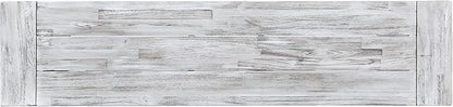 roomfitters Outdoor Dining Bench, Acacia Wood with Black Rustic Metal Finish Frame, Durable Bench for Garden, Porch, and Backyard, Light Grey