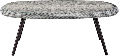 Modway Endeavor Wicker Rattan Aluminum Glass Outdoor Patio Coffee Table in Gray