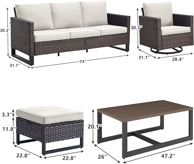 Rilyson Wicker Outdoor Patio Furniture Set - 8 Piece Patio Conversation Set with 4 Swivel Rocker Chairs - Photo 2