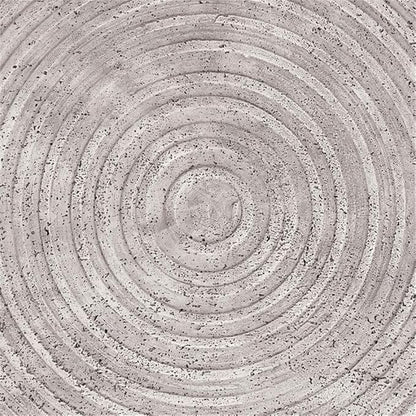 Pemberly Row Concrete Stone Outdoor Coffee Table, 37 in Wide, Rough Light Gray Finish, Fluted Texture, Hollow Drum Design, Durable Indoor/Outdoor Patio Table, Contemporary Style