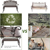 Ochine Patio Garden Bench Outdoor Furniture Metal Rose Loveseat Benches Cast Aluminum Front Porch Chair Seat Rose - Photo 5