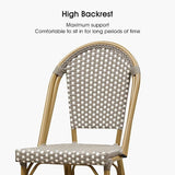 PURPLE LEAF French Counter Height Bar Stool Set of 4 25" Bamboo Print Finish Patio Bar Chairs with Back Rattan Bar - Photo 6