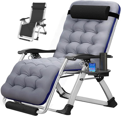 MOPHOTO Zero Gravity Chair Oversize, Outdoor Padded Lounge Chair with Side Table, Zero Gravity Recliner Chair, Outdoor Reclining Chair, Sturdy & Comfortable, Supports up to 440lbs