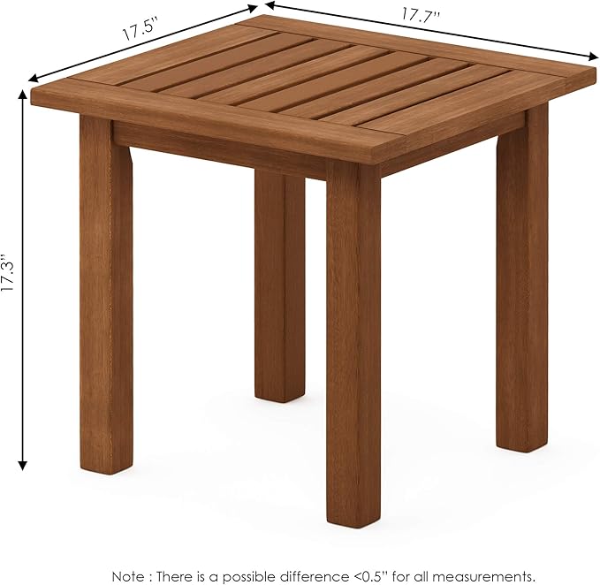 Furinno FG18506 Tioman Hardwood Patio Furniture Outdoor End Table, Natural - Photo 3