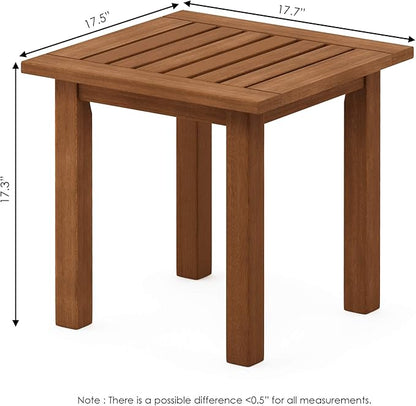 Furinno FG18506 Tioman Hardwood Patio Furniture Outdoor End Table, Natural