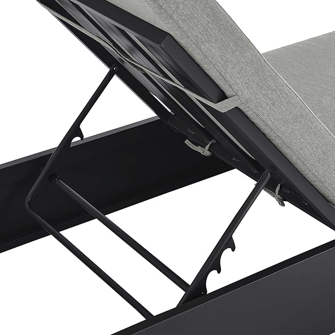 Modway Tahoe Aluminum Outdoor Chaise Lounge Gray with Weather-Resistant Cushions, Perfect Patio Sunbed or Recliner Chair for Pool Furniture