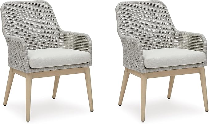 Signature Design by Ashley Seton Creek Cottage Nuvella Weather Resistant Fabric Outdoor Dining Arm Chair with Cushion - Photo 1