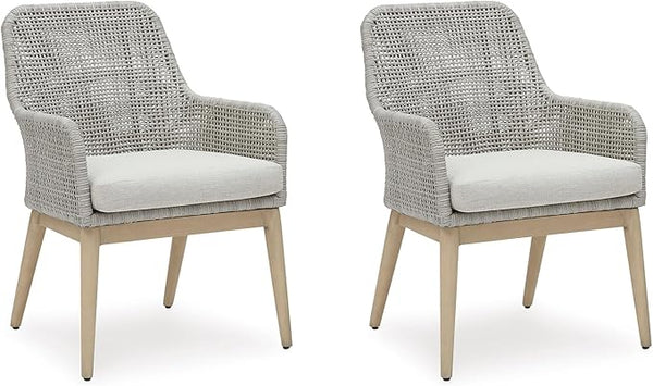 Signature Design by Ashley Seton Creek Cottage Nuvella Weather Resistant Fabric Outdoor Dining Arm Chair with Cushion - Photo 1