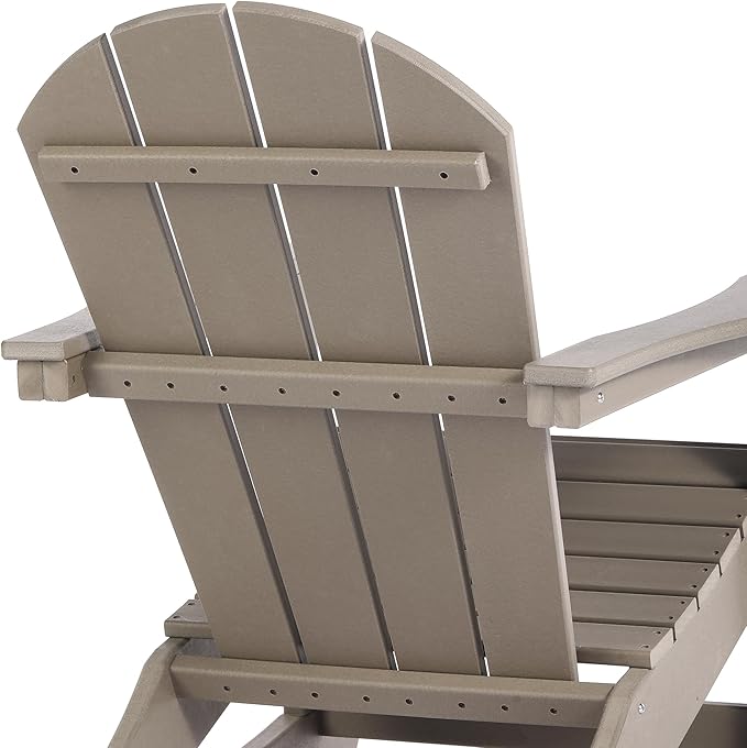 WO WESTIN OUTDOOR HDPE Laguna Outdoor Rocking Poly Adirondack Chair (Set of 2), Weathered Wood