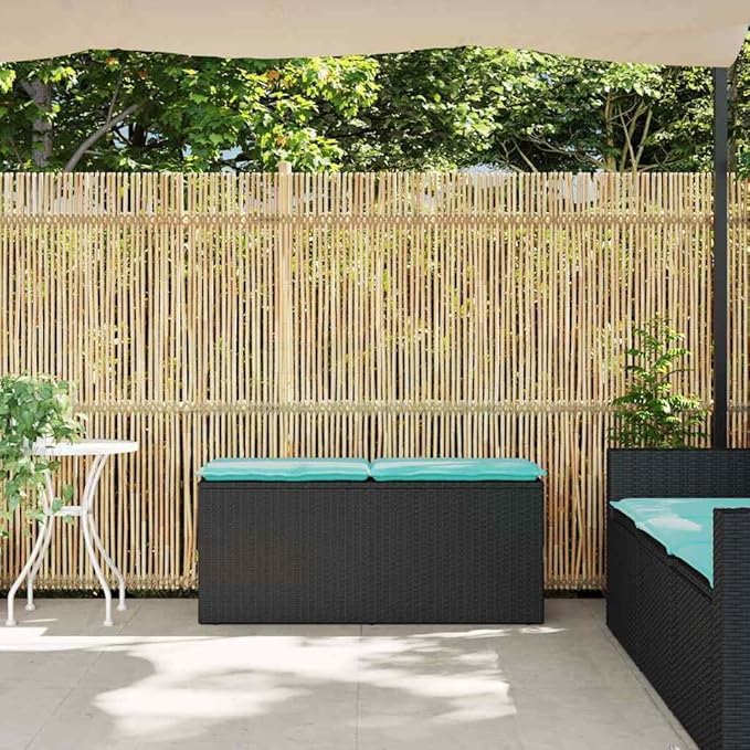 Patio Bench with Cushion Black Garden Seating Outdoor Seating for Balcony Outdoor 43.3"x15.7"x17.3" Poly Rattan