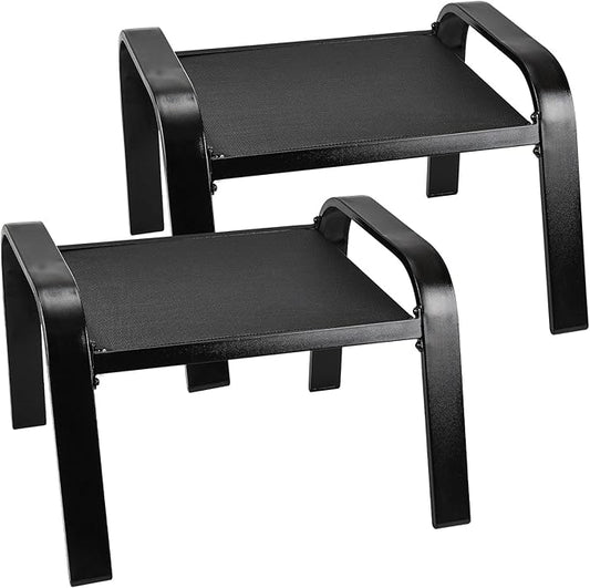 Outddor Patio Ottoman 2 Set All Weather Outdoor Foot Rest Patio Furniture Coffee Table for Garden Backyard Porch Black