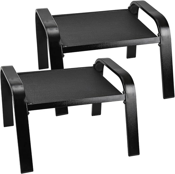 Outddor Patio Ottoman 2 Set All Weather Outdoor Foot Rest Patio Furniture Coffee Table for Garden Backyard Porch Black - Photo 1
