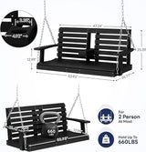 KINGYES Outdoor Patio Swing Set - 2 Seat Hanging Porch Swing with Cup Holders, Waterproof & 660LBS Weight Capacity - Photo 3