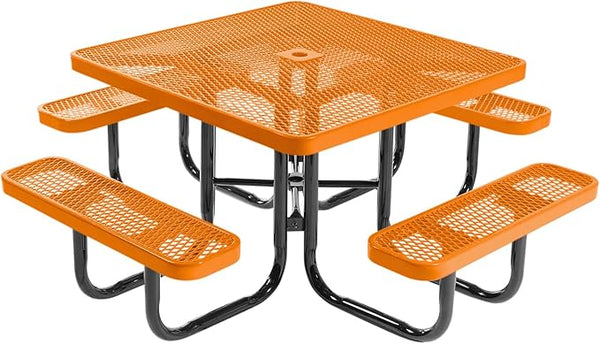 COATEDOUTDOORFURNITURE Heavy-Duty Portable Outdoor Picnic Table with Umbrella Hole - Photo 1