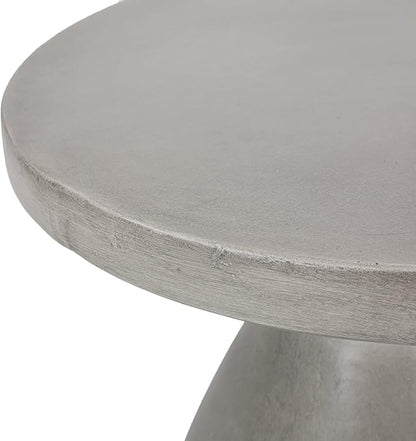 Outdoor Side Table Concrete End Table Faux Stone Small Coffee Tables Patio Garden Stool Plant Stand for Porch, Backyard Silver-Snowman