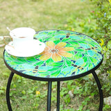 VCUTEKA Outdoor Side Table Mosaic End Patio Side Table Small End Tables Glass Top Round Balcony Coffee Tables Porch - Photo 9