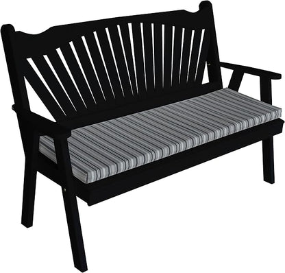 Furniture Barn USA Pine 4' Fanback Garden Bench, Black