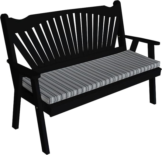 Furniture Barn USA Pine 6' Fanback Garden Bench, Black