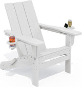SERWALL Modern Folding Adirondack Chair with Cup Holders, All Weather Resistant Outdoor Adirondack Chair - Photo 1