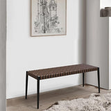 Grand patio Outdoor Bench Leather-Look Wicker Patio Seating Bench for Front Porch Backyard Park Outside Furniture Décor - Photo 7