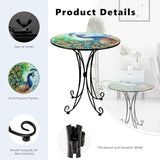 18 Inch Outdoor Side Table, Peacock Metal Accent Table, Indoor Small Round End Tables - Photo 4