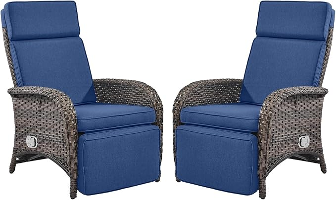 Belord Versatile Outdoor Recliner Chair - 2 Piece Reclining Patio Chair with Adjustable Backrest and Footrest - Photo 1