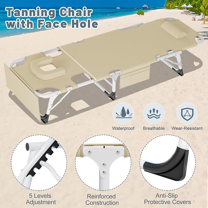Slsy Folding Chaise Patio Lounge Chairs, Outdoor Reclining Patio Chairs - Photo 3