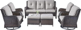 Rilyson Wicker Patio Furniture Set - 7 Piece Rattan Outdoor Sectional Conversation Sets with 4 Swivel Rocking Chairs - Photo 1