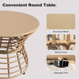 Swivel Chairs for Outside Patio Set of 3, 360 Degree Swivel Pe Wicker Luxury Lounger Chair with 20" Side Table - Photo 4