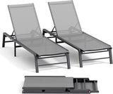 Aluminum Chaise Lounge Chair Outdoor, Foldable Patio Lounge Chair 2 Sets Assemble-Free - Photo 1