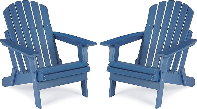 Set of 2 Outdoor Wooden Adirondack Chair with Pre-Assembled BackRest & SeatBoard, Patio Chair for Garden Backyard Lawn Deck Pool Beach Firepit