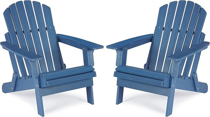 Set of 2 Outdoor Wooden Adirondack Chair with Pre-Assembled BackRest & SeatBoard, Patio Chair for Garden Backyard Lawn Deck Pool Beach Firepit