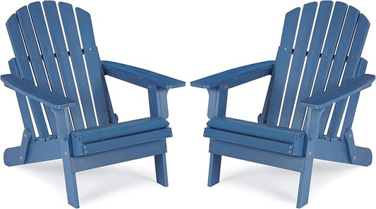 Set of 2 Outdoor Wooden Adirondack Chair with Pre-Assembled BackRest & SeatBoard, Patio Chair for Garden Backyard Lawn Deck Pool Beach Firepit