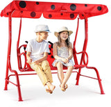 Costzon Kids Porch Swing, All-Weather Patio Swing Bench Hammock w/Adjustable Canopy & Safety Belts for 2 Children - Photo 1