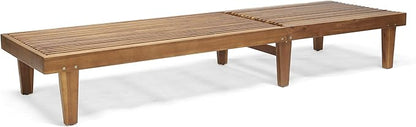 GDFStudio Outdoor Wooden Chaise Lounge, Set of 2 with Teak Finish