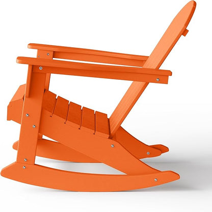 WO WESTIN OUTDOOR HDPE Laguna Outdoor Rocking Poly Adirondack Chair, Orange