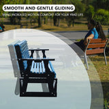 3-Seater Outdoor Glider Chair, 5FT Wood Porch Glider with High Roll Back, Cupholders and Deep Contoured for Porch - Photo 5