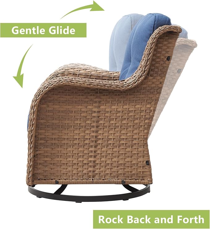 Rilyson Patio Chairs Rocking Swivel Chiar - 3 Piece Outdoor Wicker Patio Bistro Set Rattan Rocker Glider Chairs with - Photo 4