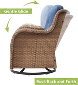 Rilyson Patio Chairs Rocking Swivel Chiar - 3 Piece Outdoor Wicker Patio Bistro Set Rattan Rocker Glider Chairs with - Photo 4