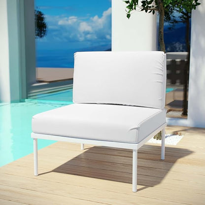 Modway EEI-2600-WHI-WHI Harmony Outdoor Patio Aluminum, Armless Chair, White White